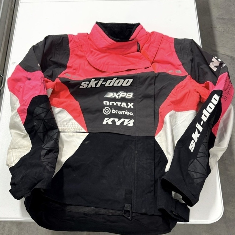 Ski-Doo Racing Jacket Mens Large Red Black Good Signed SympaTex Snowmobile Moto